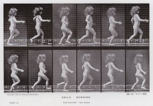 A Figura Humana em Movimento: Criança, em Movimento (foto a p/b) de Eadweard Muybridge