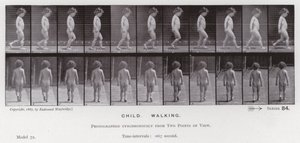 A Figura Humana em Movimento: Criança, Caminhando (foto a p/b) de Eadweard Muybridge