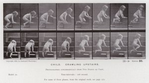 A Figura Humana em Movimento: Criança, rastejando lá em cima (foto a p/b) de Eadweard Muybridge