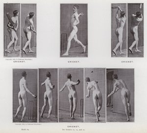 A Figura Humana em Movimento: Críquete (foto a p/b) de Eadweard Muybridge
