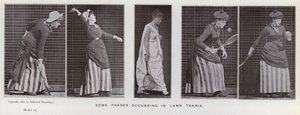 A Figura Humana em Movimento: Algumas fases que ocorrem no tênis de gramado (foto a p/b) de Eadweard Muybridge