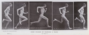 A Figura Humana em Movimento: Algumas fases da corrida (foto a p/b) de Eadweard Muybridge