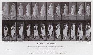 A Figura Humana em Movimento: Mulher, em Movimento (foto a p/b) de Eadweard Muybridge