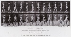 A Figura Humana em Movimento: Mulher, Caminhando (foto a p/b) de Eadweard Muybridge