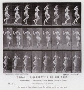 A Figura Humana em Movimento: Mulher, ricocheteando em um pé (foto a p/b) de Eadweard Muybridge