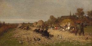 Husking Bee, Ilha de Nantucket de Eastman Johnson