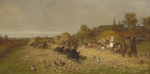 Abelha descascando, ilha de Nantucket, 1876 de Eastman Johnson