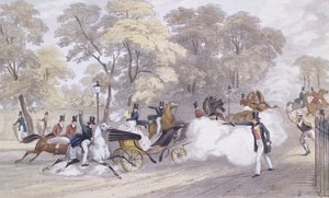 A tentativa de Edward Oxford de assassinar a Rainha Vitória e o Príncipe Alberto na Constitution Hill, na noite de quarta-feira, 10 de junho, gravada por J. R. Jobbins de Ebenezer (after) Landells