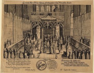 Coroação do rei Fernando II como imperador romano. 1619 de Eberhard Kieser