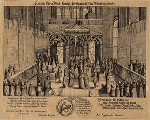 A coroação do rei Fernando II como Sacro Imperador Romano de Eberhard Kieser