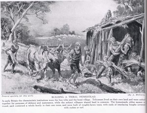 Construindo uma herdade tribal, ilustração de "História das Nações de Hutchinson", c.1910