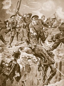 O cabo J. Davies e oito homens que, juntamente com a baioneta, encaminhavam um grupo de alemães que os tinha cercado anteriormente (litho)