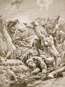 Privado (interino-corporal) L. Clarke, sozinho, segurando à distância um grupo de alemães durante um contra-ataque
