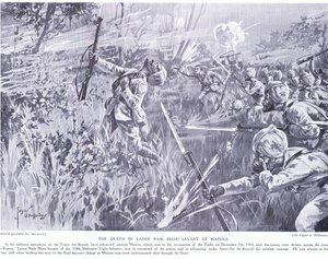 A morte de Lance Nak Bhau Savant em Mazera em Tigris em dezembro de 1914 de Edgar Alfred Holloway