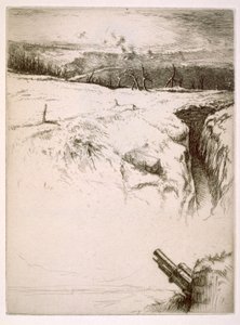 Norte da França: trincheiras abandonadas após a Primeira Guerra Mundial (gravura) de Edgar Chahine