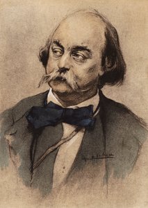 Retrato de Gustave Flaubert (litografia a cores) de Edgar Chahine