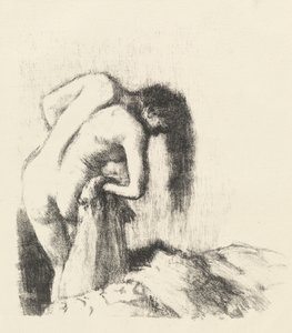 Após o Banho Sair do Banho Prato pequeno, c. 1891. de Edgar Degas