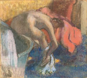 Depois do banho, mulher secando a perna de Edgar Degas