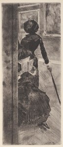 Au Louvre: La Peinture (Mary Cassatt) (gravura e aquatint) de Edgar Degas