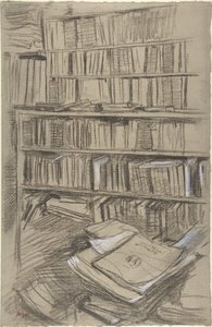 Estantes de livros, estudo para «Edmond Duranty» de Edgar Degas