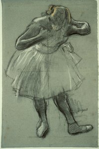 Dobragem de dançarinos para a frente de Edgar Degas