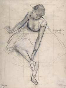 Dançarina ajustando seu sapato (bailarina). Desenho de Edgar Degas (1834-1917) New York City. Museu Metropolitano de Arte. de Edgar Degas