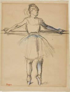 Bailarino no Bar (em Point), c.1885 (carvão vegetal com pastel e estompe em papel bronzeado) de Edgar Degas