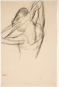 Bailarina, meio corpo, braços cruzados atrás da cabeça, c.1890 (lápis sobre papel) de Edgar Degas