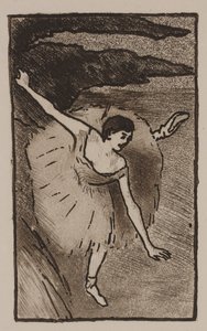 Dançarina no palco, pegando seu arco de Edgar Degas