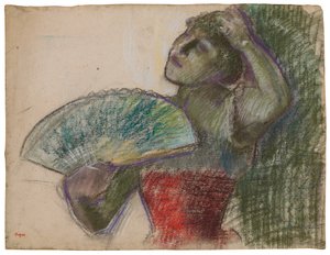 Dançarina com um fã; Danseuse al "eventail, c.1894 de Edgar Degas