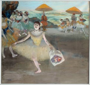 Dançarino com a saudação de buquê no palco Pintura de Edgar Degas (1834-1917). 1878. Sol 0,72x0,77 m Musee d