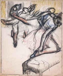 Dançarinos a praticar no foyer da Ópera. Por volta de 1890. Pastel e carvão vegetal sobre papel. de Edgar Degas