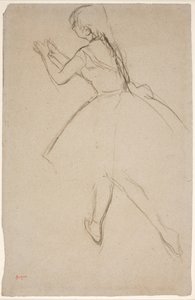 Dança em posição de caminhada com os braços estendidos de Edgar Degas