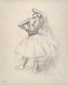 Dançarino de pé, braço direito levantado de Edgar Degas