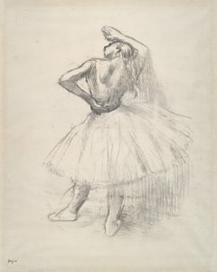 Dançarino em pé, braço direito levantado, c.1891 (contraprova de desenho em papel) de Edgar Degas
