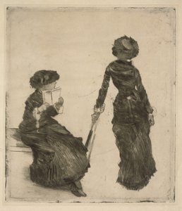 A pintora Mary Cassatt no Louvre, colecção de antiguidades de Edgar Degas