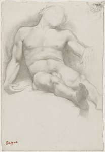 Estudo - Homem Nu Reclinado de Edgar Degas