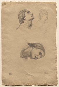 Quatro estudos da cabeça de uma jovem italiana de Edgar Degas