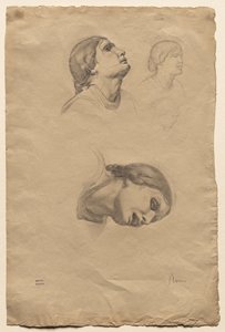 Quatro estudos da cabeça de uma jovem italiana, 1856. de Edgar Degas