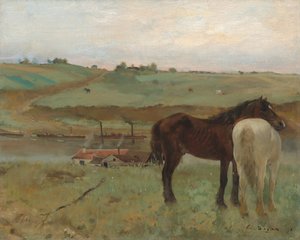 Cavalos em um prado de Edgar Degas