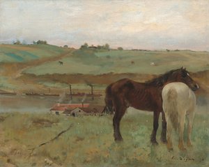 Cavalos em um prado de Edgar Degas
