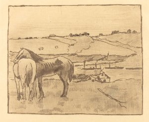 Cavalos no Prado Chevaux dans la prairie, 18911892. de Edgar Degas