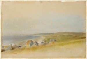 Casas na borda do penhasco em Villers-sur-Mer, 1869 de Edgar Degas