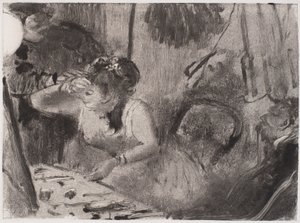 Intimidade, c. 1877-80 (monótipo em preto) de Edgar Degas
