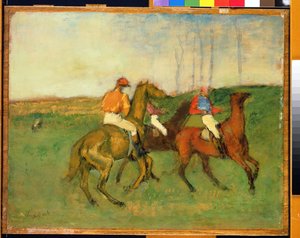 Jóqueis e Cavalos de Corrida, c.1890-95 de Edgar Degas
