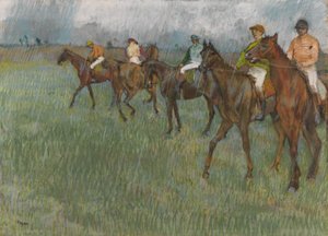 Jockeys na chuva, c.1886 (pastel sobre papel) de Edgar Degas