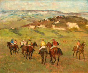 Jóqueis a cavalo antes das colinas distantes, 1884 de Edgar Degas