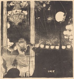 Mademoiselle Bécat no Café des Ambassadeurs Aos Embaixadores: Mlle Bécat, c. 1877. de Edgar Degas
