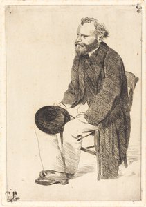 Manet Sentado, Virado à Esquerda (Manet assis, tourné à gauche) de Edgar Degas
