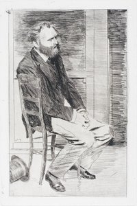 Manet sentado, virado para a direita de Edgar Degas